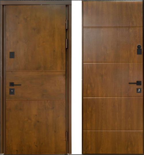 Metāla durvis TERMO HOUSE modelis 703/191 Ozols Bronza/Rieksts dabīgs