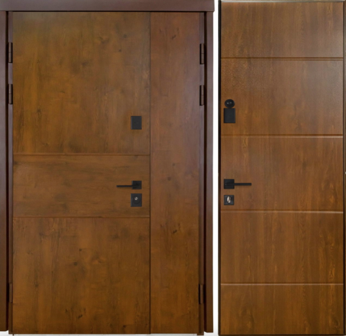 Metāla durvis TERMO HOUSE 703/191 (1200mm) Ozols bronza/Rieksts dabīgs