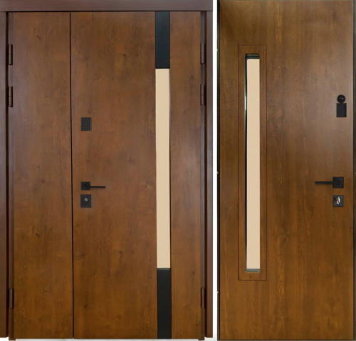 Metāla durvis TERMO HOUSE 705/428 (1200mm) Ozols bronza/Rieksts dabīgs