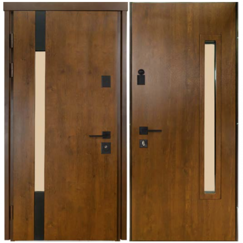 Metāla durvis TERMO HOUSE modelis 705/428 Ozols bronza/Rieksts dabīgs